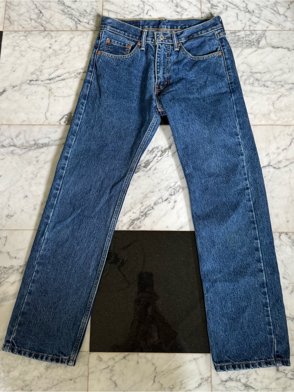 Levis 505 Jeans Mens 29x30 Blue Denim Regular Fit Medium Wash Cotton Non Stretch